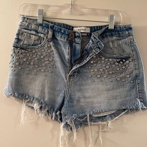 RHINESTONE PISTOLA DENIM SHORTS